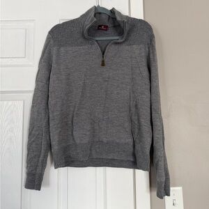 Bruno Magli 100% Merino Wool Half Zip Grey Sweater